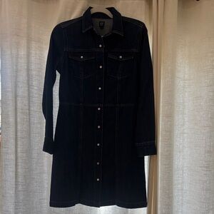 GAP Dark Denim Long Sleeve Dress/ Pearl Button detail/ Classic